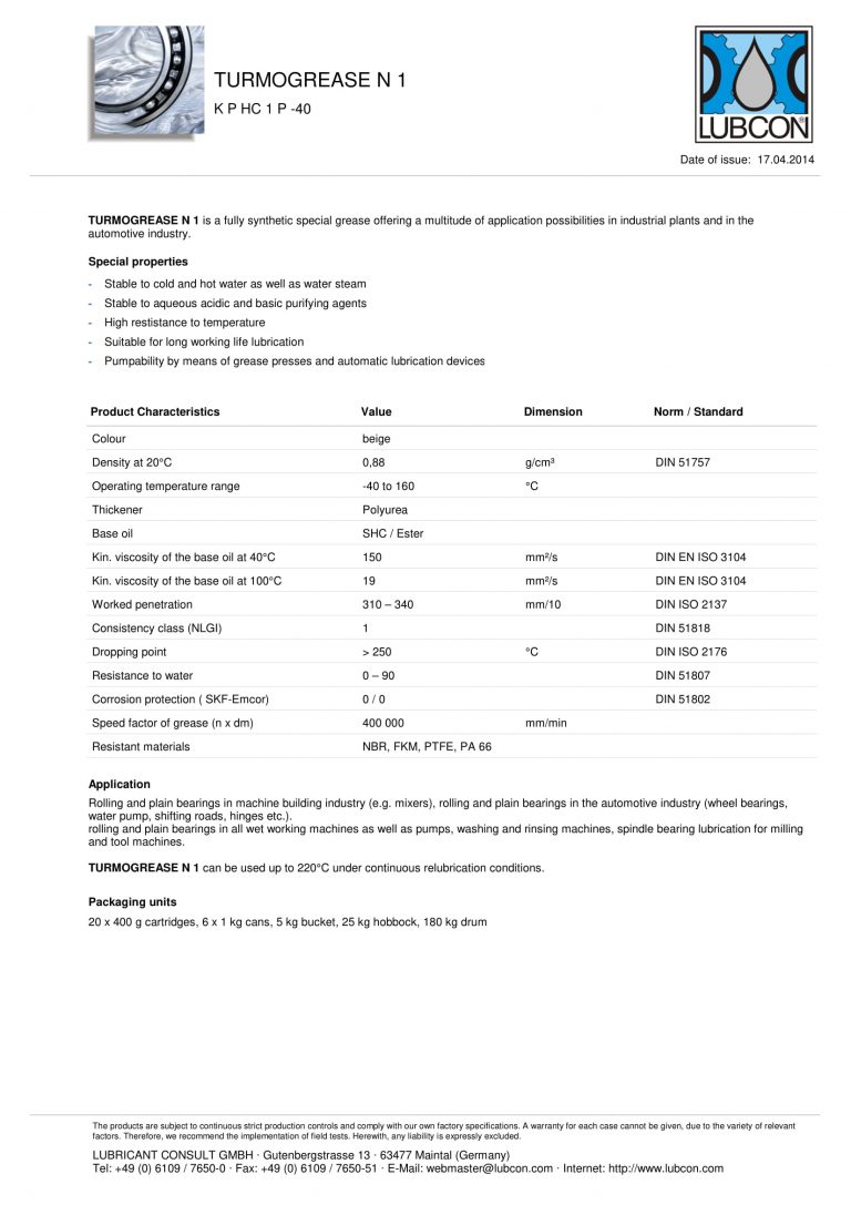Lubricant 03 Technical data sheet Gruetzner